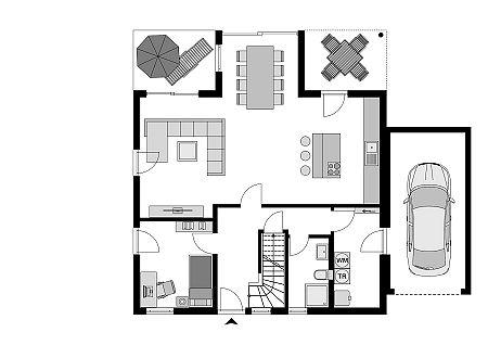 Modernes Einfamilienhaus mit Garage Grundriss Erdgeschoss