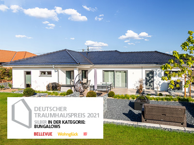 Winkelbungalow - Prämiert mit dem Deutschen Traumhauspreis 2021 in Silber: Winkelbungalow mit integrierter Garage und überdachtem Terrassenbereich