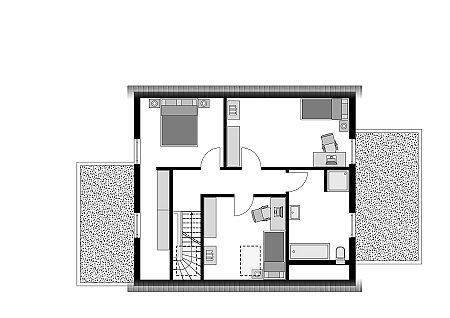 Einfamilienhaus mit Garage und Wohnraumerweiterung
Grundriss Dachgeschoss