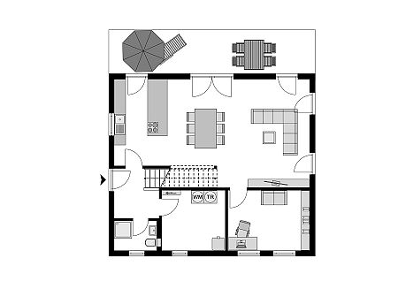 Grundriss Einfamilienhaus mit 4 Schlafzimmern - Erdgeschoss
