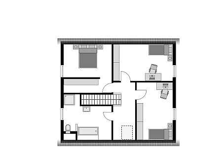 Grundriss Einfamilienhaus mit 4 Schlafzimmern - Dachgeschoss