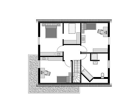 Einfamilienhaus mit Übereck-Erker und Wohnküche Grundriss Dachgeschoss