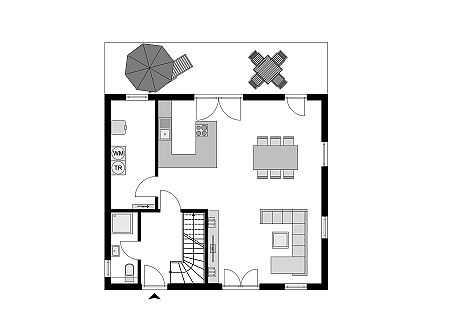 Kompaktes, günstiges Einfamilienhaus
Grundriss Erdgeschoss