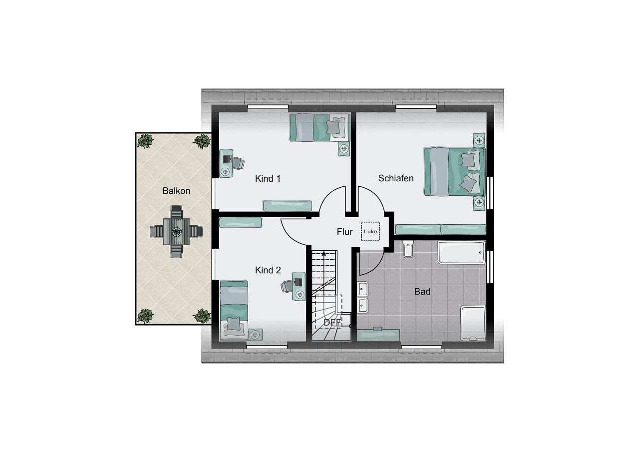 Grundriss Dachgeschoss - Einfamilienhaus mit Balkon