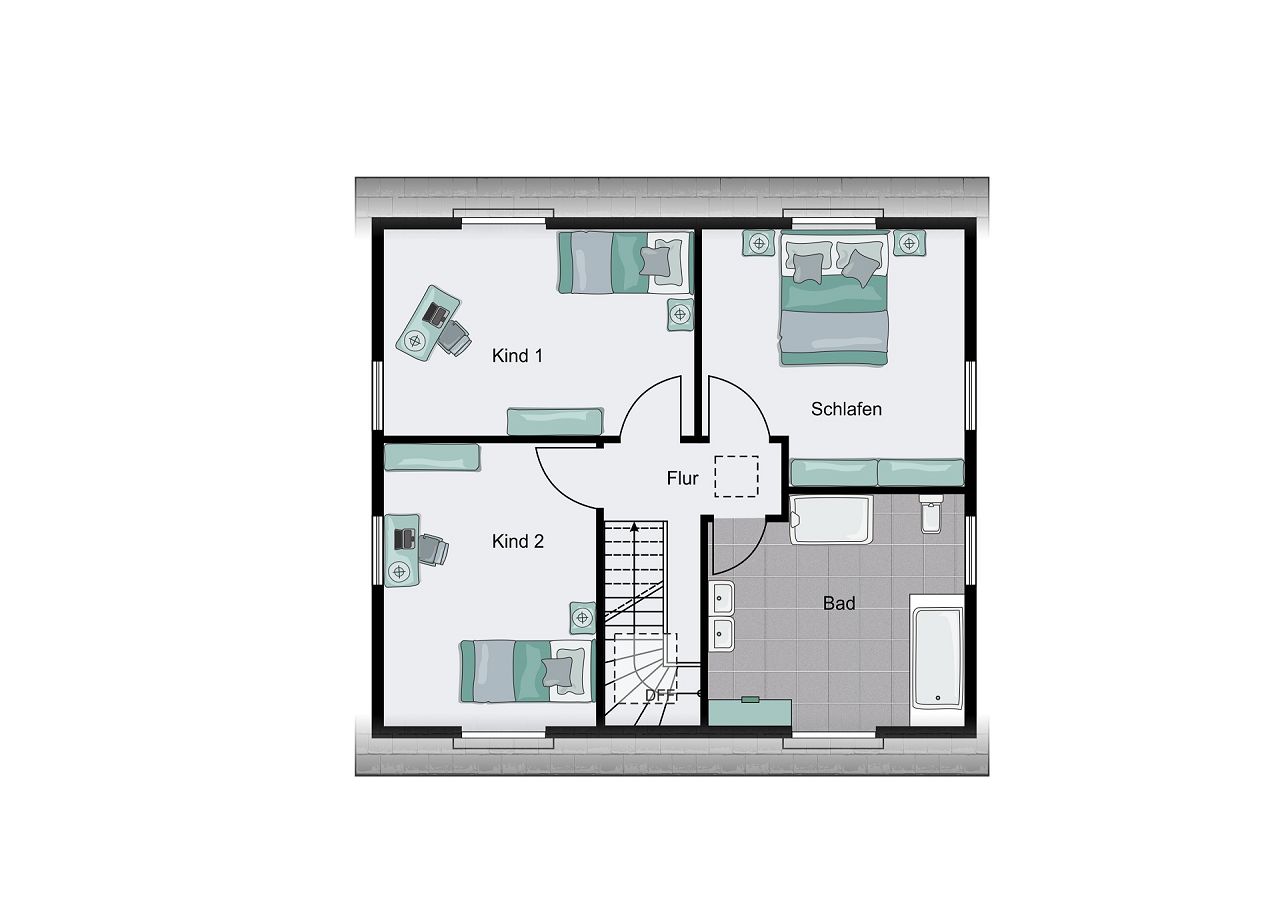 Grundriss Einfamilienhaus Dachgeschoss