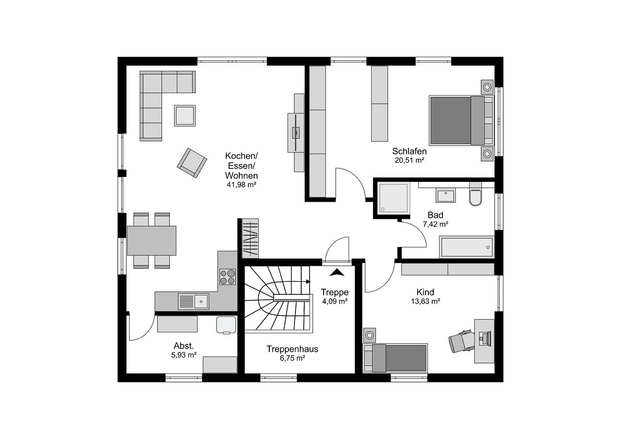 Grundriss Obergeschoss Zweifamilienhaus