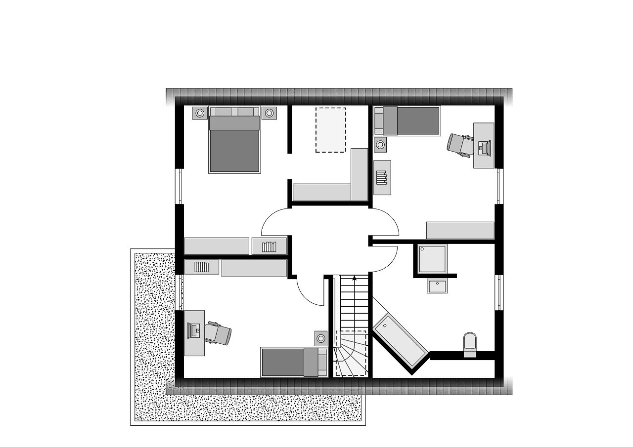 Grundriss mit Übereck-Erker - Dachgeschoss