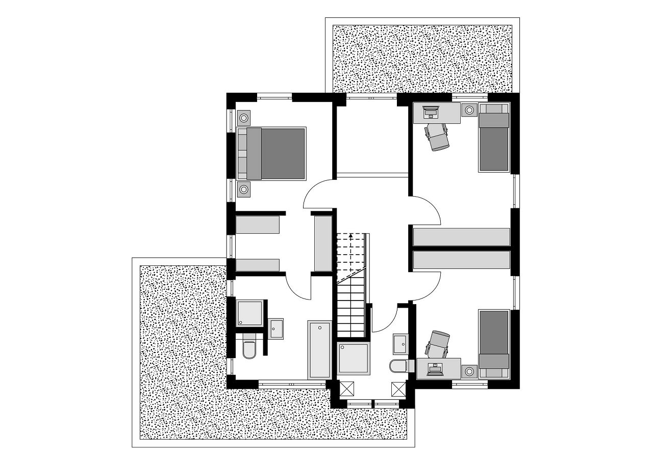 Grundriss Obergeschoss Stadthaus als Kubushaus