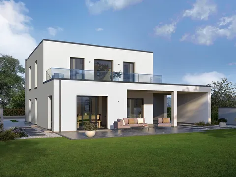 Bauhausvilla, sehr exklusiv mit Dachterrasse und überdachter Terrasse, Carport