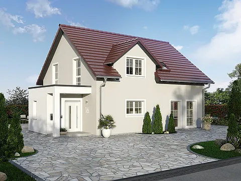 Behagliches Landhaus mit Zwerchgiebel - Frontansicht