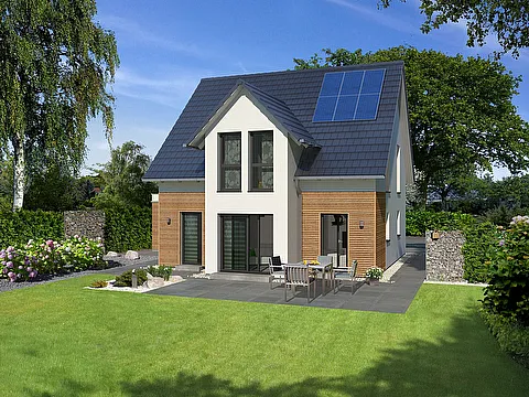 Einfamilienhaus mit Carport - Gartenansicht