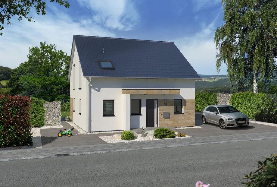 Einfamilienhaus mit Erker und Garten - Frontansicht