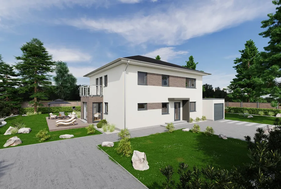 Zweifamilienhaus als Fertighaus Frontansicht