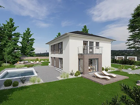 Zweifamilienhaus als Fertighaus Frontansicht