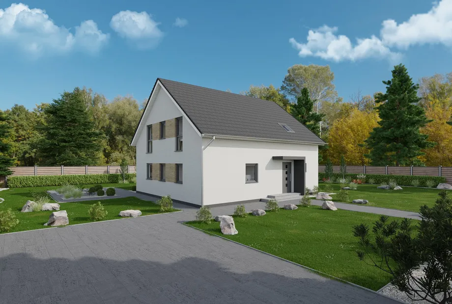 Zweifamilienhaus mit Balkon Frontansicht