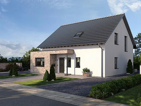 Einfamilienhaus mit Übereck-Erker - Frontansicht