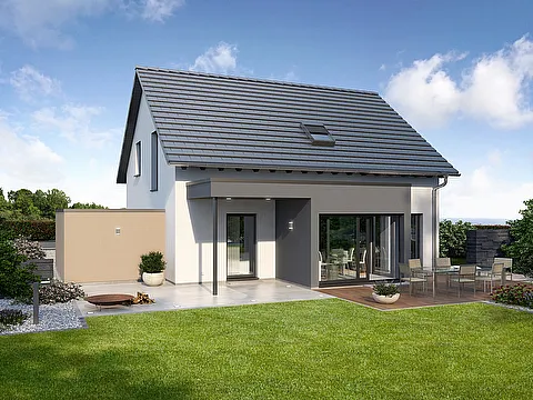 Einfamilienhaus mit Garage und Wohnraumerweiterung - Gartenansicht