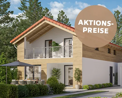 Aktionspreise Einfamilienhaus mit Holzfassade bauen