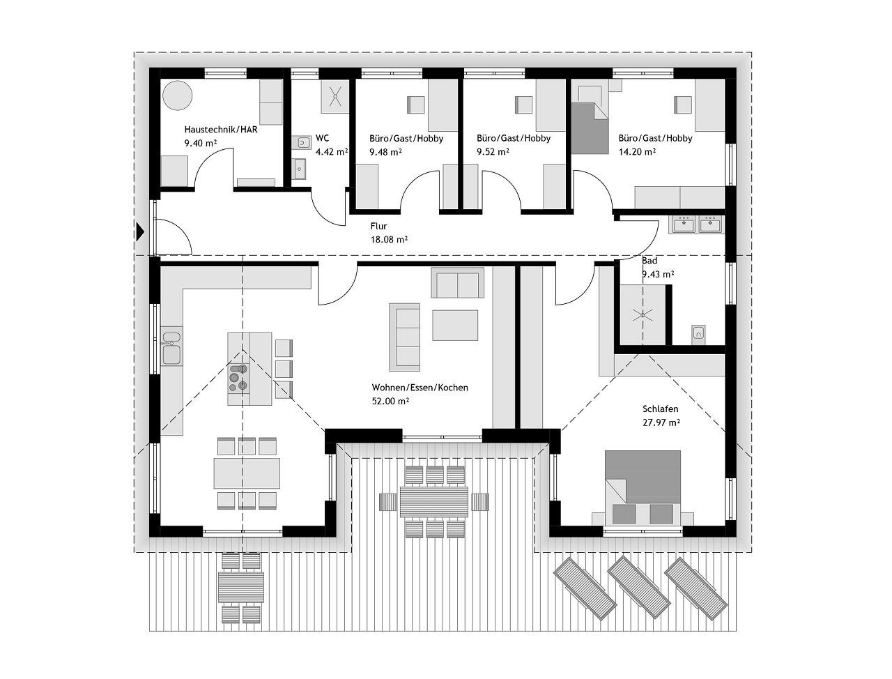 Grundriss - außergewöhnlicher Bungalow mit 2 Erkern