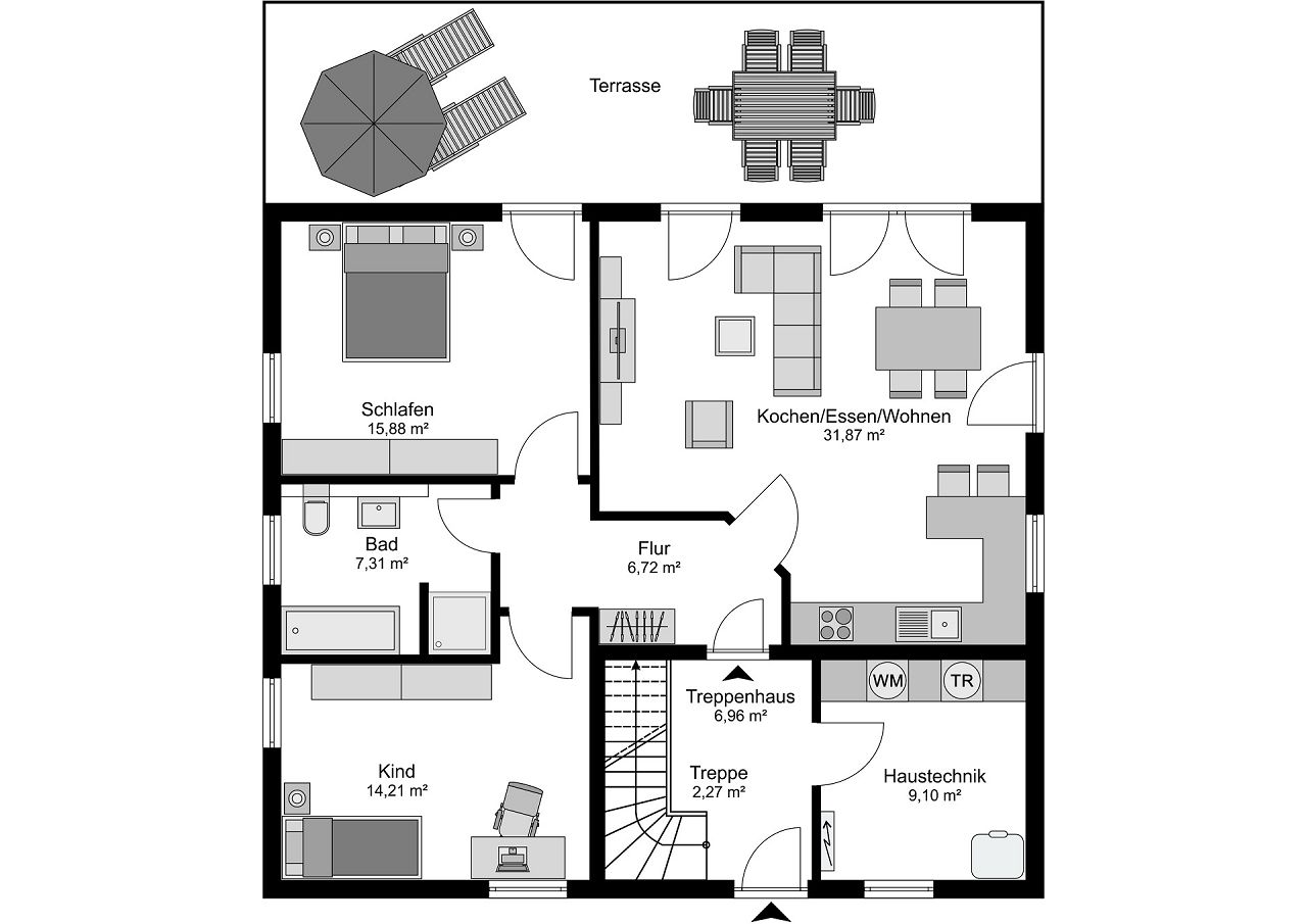 Grundriss Erdgeschoss Zweifamilienhaus