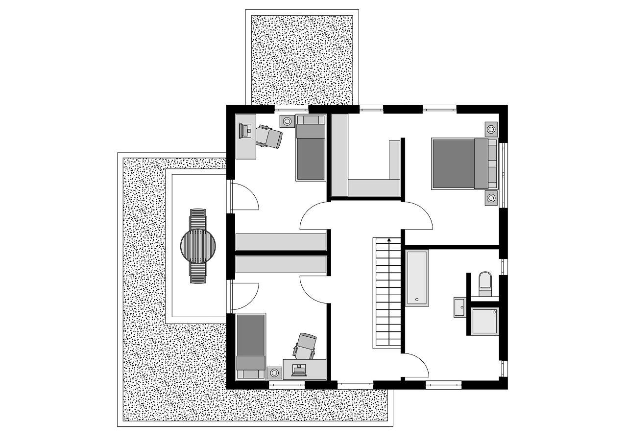 Grundriss Obergeschoss Stadthaus mit Carport