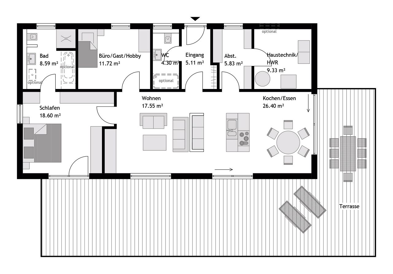 Grundriss Erdgeschoss Bungalow Fertighaus 2 Traumhausbungalow