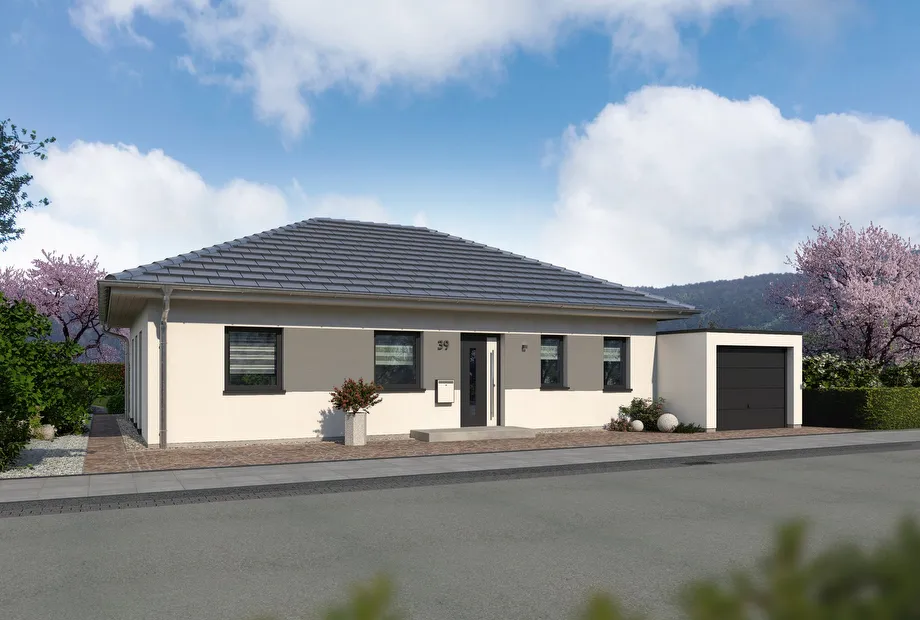 Bungalow Fertighaus mit optionaler Garage - Frontansicht