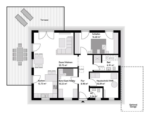 Bungalow Grundriss mit 94 qm