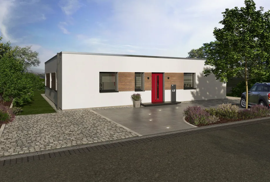 Bungalow Fertighaus mit Flachdach