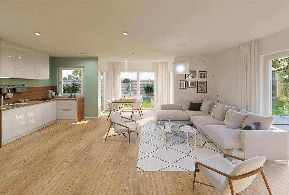 Moderne Doppelhaushälfte mit Carport - Wohnbereich