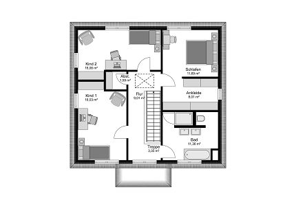 Grundriss Stadtvilla mit Flachdach, 147 qm