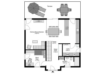 Grundriss moderne Stadtvilla, 159 qm