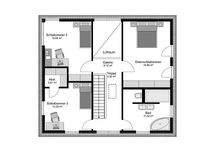 Grundriss moderne Stadtvilla, 159 qm