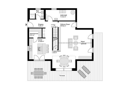 Grundriss exklusive Stadtvilla mit Flachdach, 194 qm