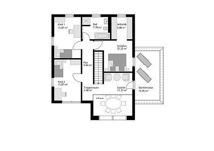 Grundriss exklusive Stadtvilla mit Flachdach, 194 qm