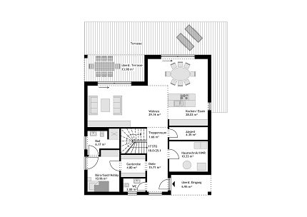 Grundriss moderne Stadtvilla, 264 qm
