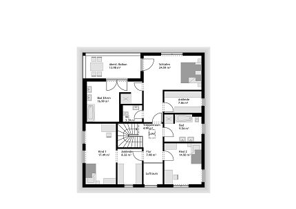 Grundriss moderne Stadtvilla, 264 qm
