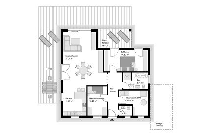 Grundriss zum Winkelbungalow mit 115 qm