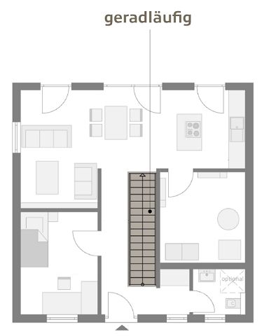 Grundriss mit Treppe geradläufig