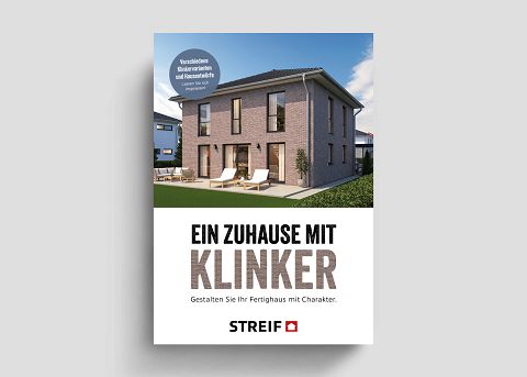 STREIF Katalog Titel Ein Zuhause mit Klinker mit Einfamilienhaus in Klinkerfassade und Terrasse