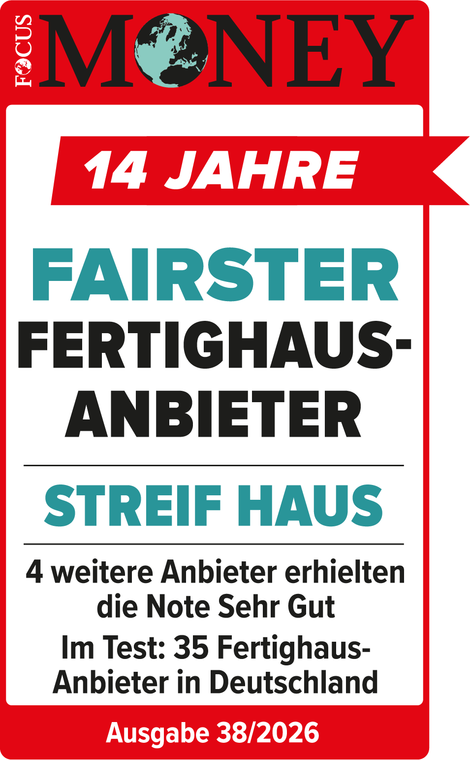 Siegel Focus Money - Fairster Fertighaus-Anbieter